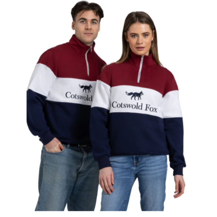 Cotswold Fox Cirencester Quarter Zip – Burgundy | Unisex Country Sweatshirt