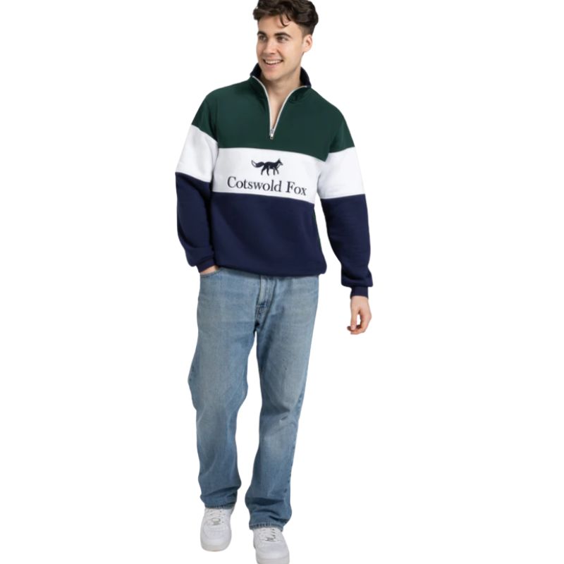 Cotswold Fox Cirencester Quarter Zip – Green | Unisex Country Sweatshirt