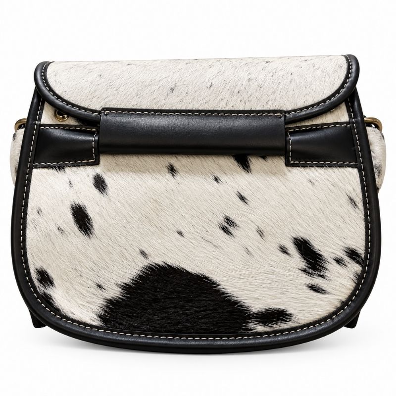 Chatham Cowhide & Leather Cartridge Bag In White/Black (Hair)