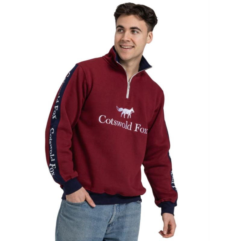 Cotswold Fox Cheltenham Quarter Zip – Burgundy | Unisex Country Sweatshirt