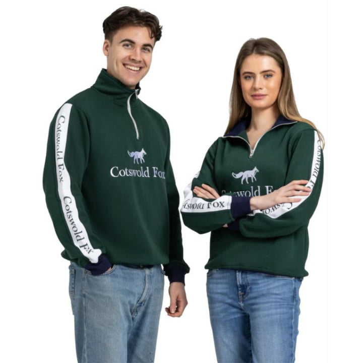 Cotswold Fox Cheltenham Quarter Zip – Green | Unisex Country Sweatshirt