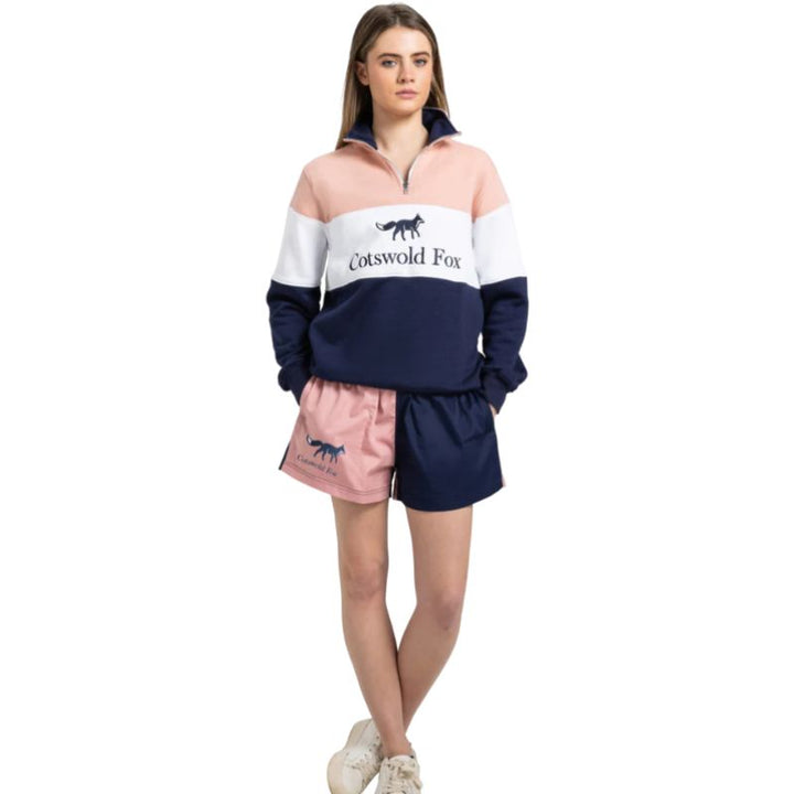 Cotswold Fox Unisex Harlequin Shorts – Pink & Navy | Rugby Style Cotton Shorts