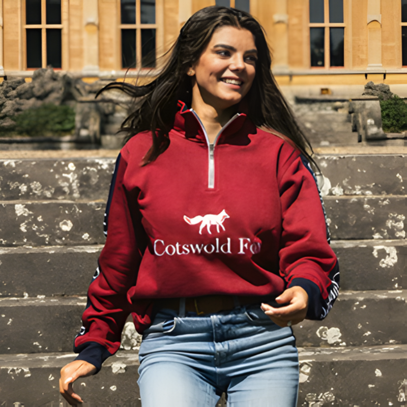Cotswold Fox Cheltenham Quarter Zip – Burgundy | Unisex Country Sweatshirt