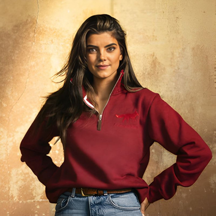 Cotswold Fox Tetbury Quarter Zip – Burgundy | Unisex Country Sweatshirt
