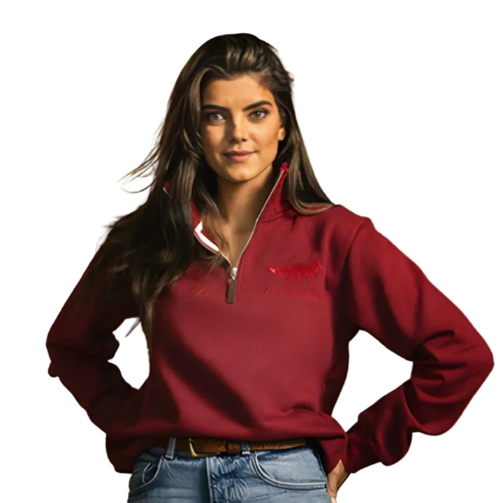 Cotswold Fox Tetbury Quarter Zip – Burgundy | Unisex Country Sweatshirt