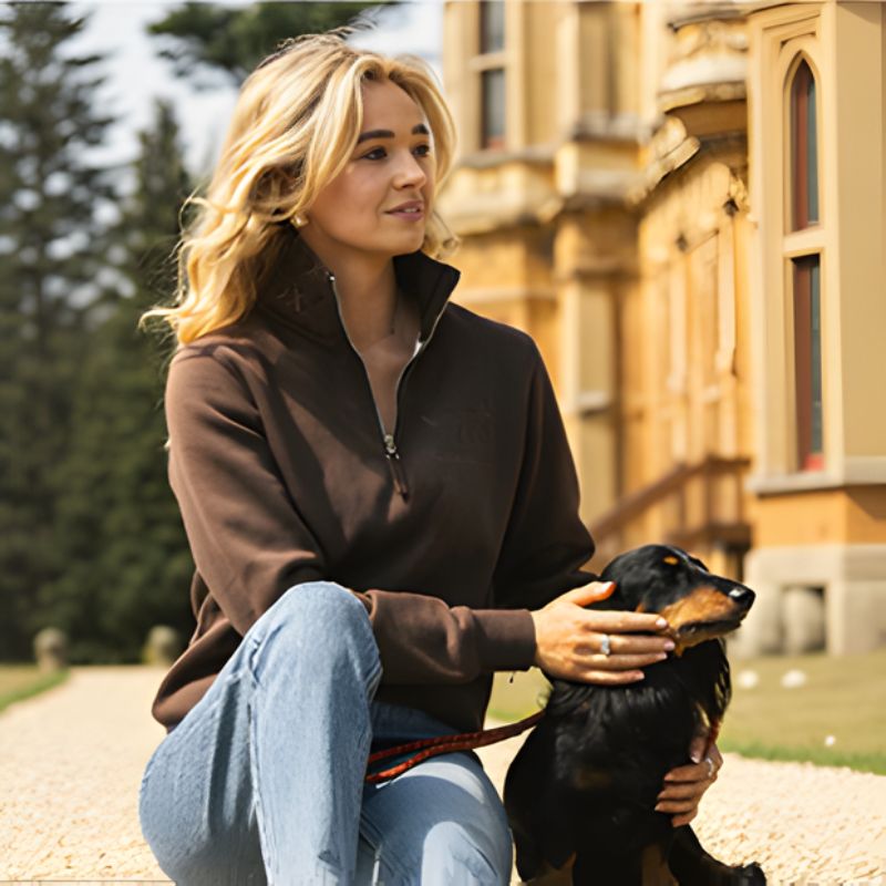 Cotswold Fox Tetbury Quarter Zip | Chocolate
