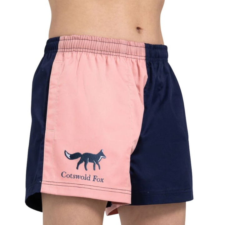 Cotswold Fox Unisex Harlequin Shorts – Pink & Navy | Rugby Style Cotton Shorts