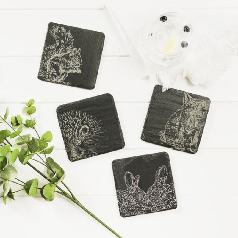 Woodland Friends Slate Coasters Setting