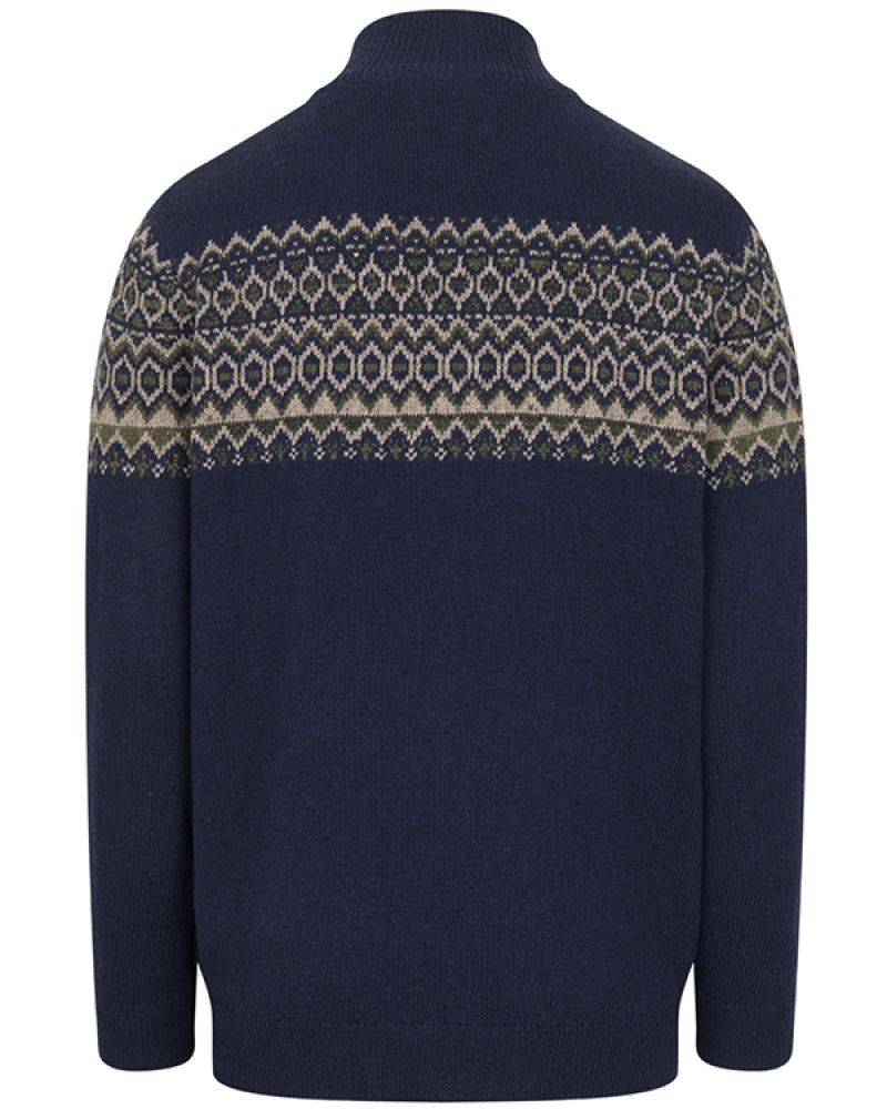 Hoggs Of Fife Men's Colonsay Fair Isle 1/4 Zip Pullover In Navy
