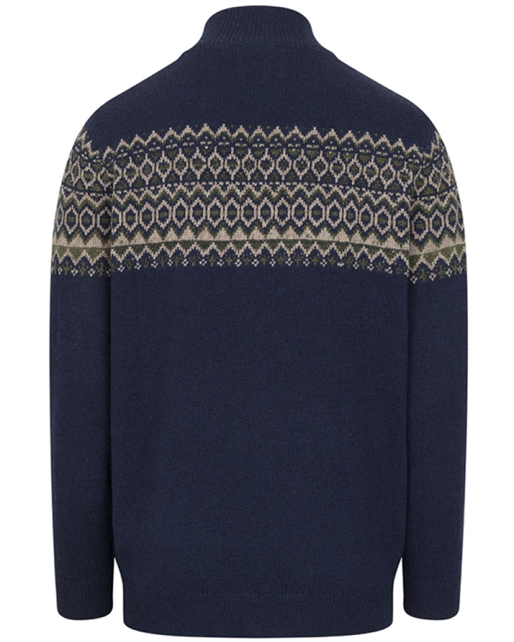 Hoggs Of Fife Men's Colonsay Fair Isle 1/4 Zip Pullover In Navy