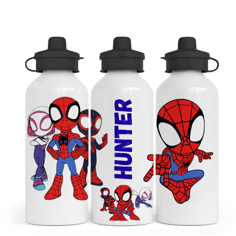 Personalised Web Hero Water Bottle 500ml, Custom Name Kids Bottle, Superhero Gift,