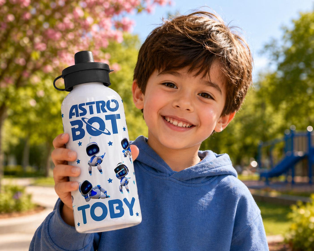 Astrobot Water Bottle | Cute Space Robot Bottle | Sci-Fi Drinkware | Reusable Kids Bottle | Cosmic Gift for Space Lovers