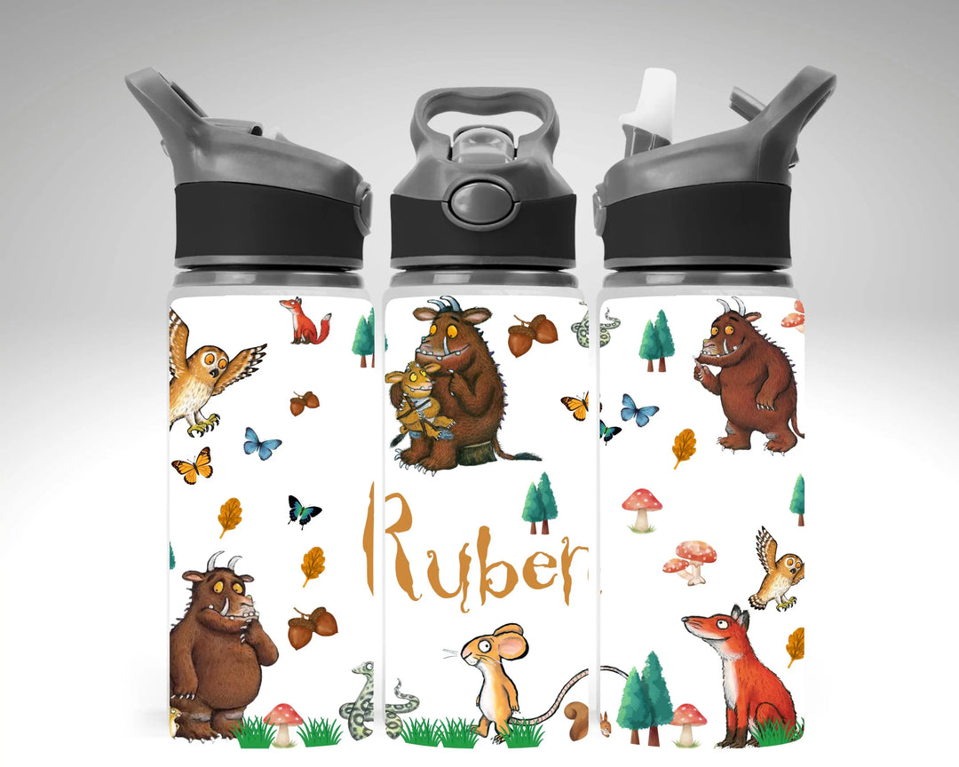 Personalised Gruffalo Inspired Water Bottle, Custom Kids Name Bottle, Woodland Animal Drink Bottle, Storybook Character School Cup Gift