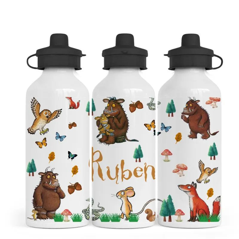 Personalised Gruffalo Inspired Water Bottle, Custom Kids Name Bottle, Woodland Animal Drink Bottle, Storybook Character School Cup Gift