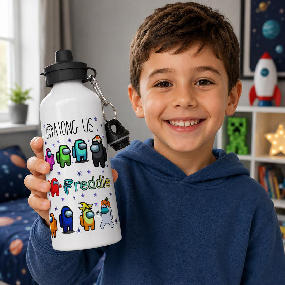 Personalised Space Crew Water Bottle | Custom Kids Drink Bottle | Character Inspired Water Bottle 500ml