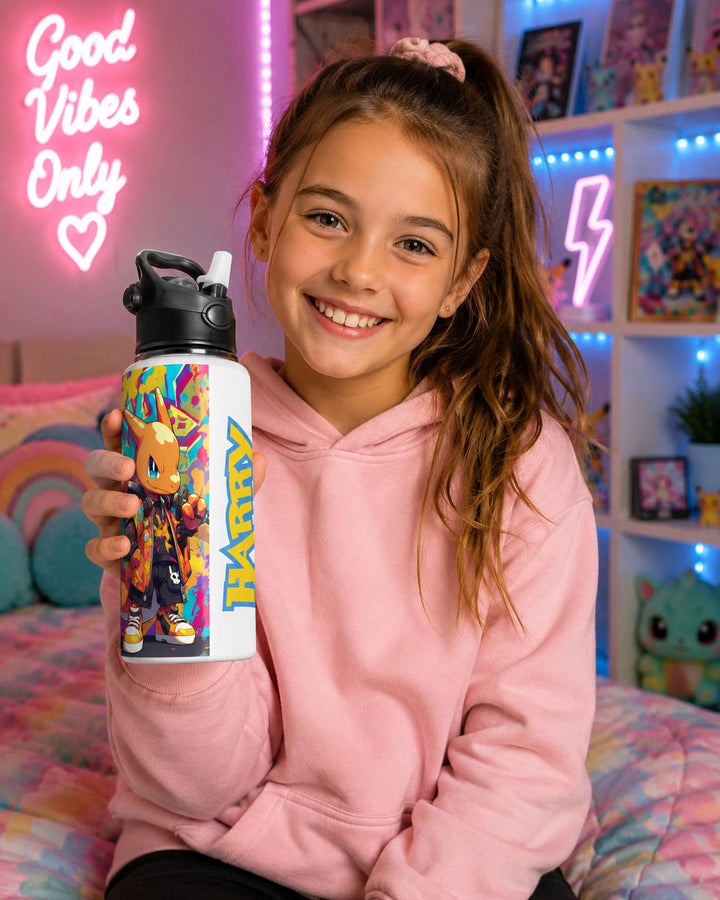 Personalised Kids Water Bottle | Colourful Monster Bottle | Custom Name Drink Bottle | School Water Bottle | Reusable Sports Bottle
