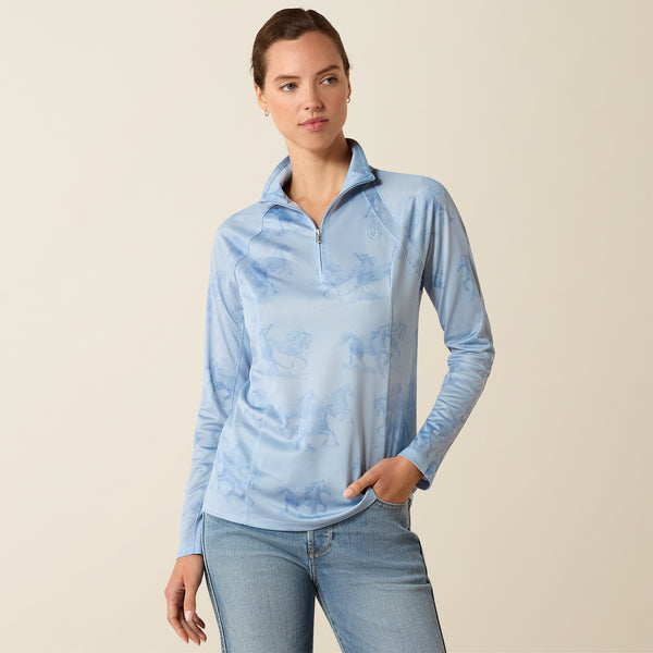 Ariat Women's Sunstopper 3.0 1/4 Zip Baselayer In St Tropez/Mirage Print
