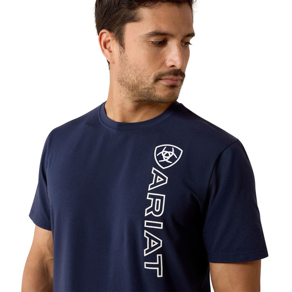 Mens Vertical Logo T-Shirt In Navy