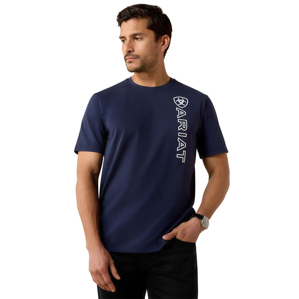 Mens Vertical Logo T-Shirt In Navy