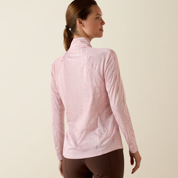 Ariat Women's Sunstopper 3.0 1/4 Zip Baselayer In Sepia Rose