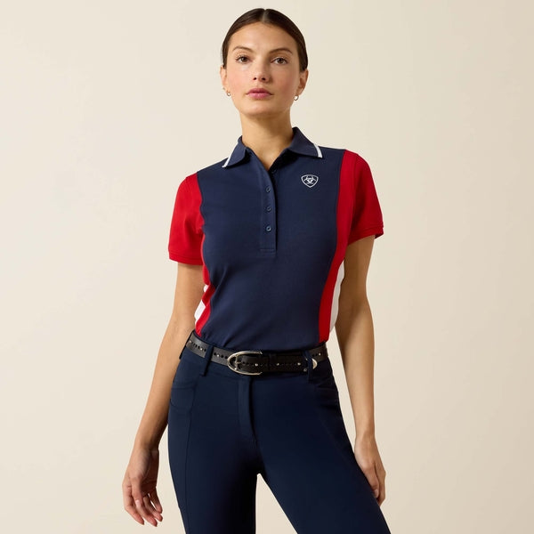 Ariat Women's Taryn Polo Shirt In Navy & Red
