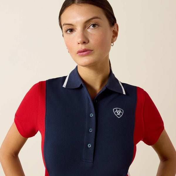 Ariat Women's Taryn Polo Shirt In Navy & Red