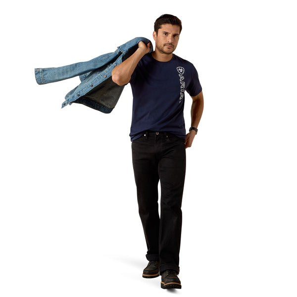 Mens Vertical Logo T-Shirt In Navy