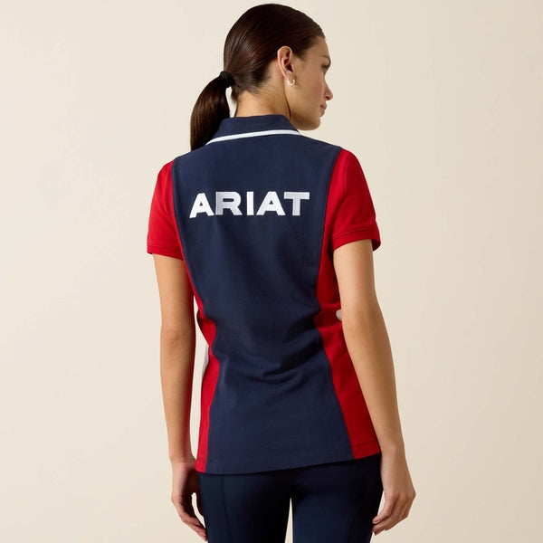 Ariat Women's Taryn Polo Shirt In Navy & Red