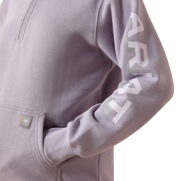 Ariat Women's Rebar Lightweight Logo 1/2 Zip Hoodie In Purple Ash