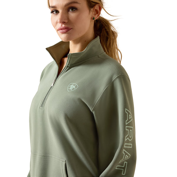 Ariat Women's Foundation Logo 1/2 Zip Sweatshirt In Sea Spray