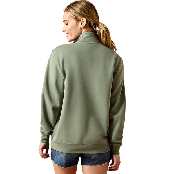 Ariat Women's Foundation Logo 1/2 Zip Sweatshirt In Sea Spray