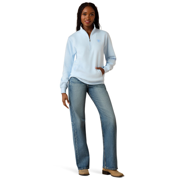 Ariat Women's Foundation Logo 1/2 Zip Sweatshirt In Nantucket Breeze