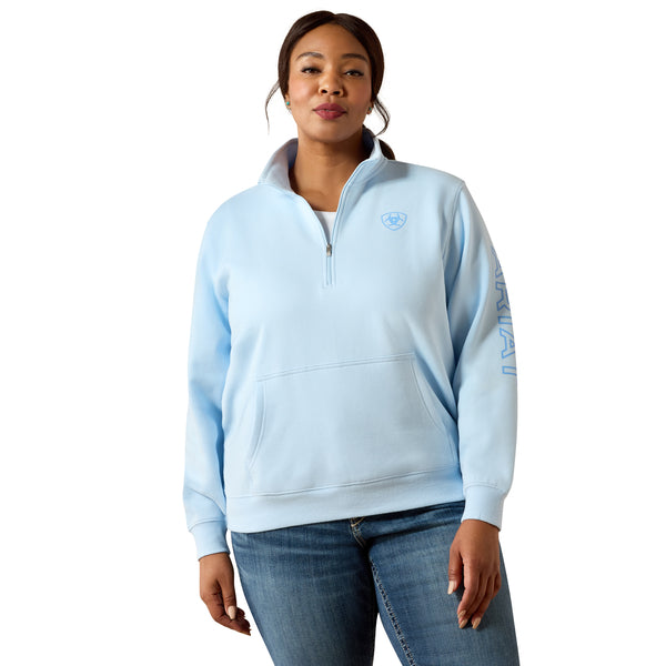 Ariat Women's Foundation Logo 1/2 Zip Sweatshirt In Nantucket Breeze