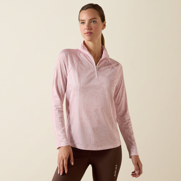 Ariat Women's Sunstopper 3.0 1/4 Zip Baselayer In Sepia Rose