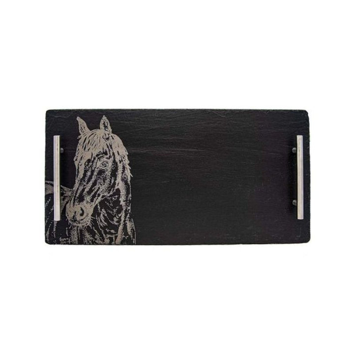 The Just Slate Company Slate Serving Tray - Large - Horse Portrait