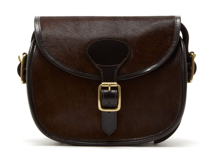 Chatham Cowhide & Leather Cartridge Bag In Brown (Hair)
