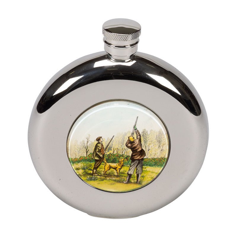 4.5oz Round Shooting Hip Flask - Cheshire Game Bisley