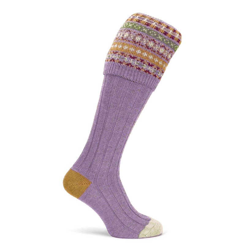 Fairisle Shooting Sock in Thistle - Cheshire Game Pennine Socks