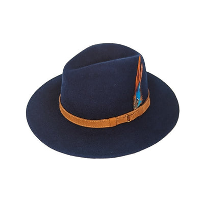 Ladies Ranger Wool Felt Crushable Hat in Blue - Medium - Cheshire Game Denton Hats