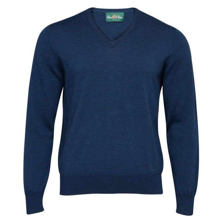 Millbreck Merino Wool Vee Neck Jumper - Indigo - Cheshire Game Alan Paine