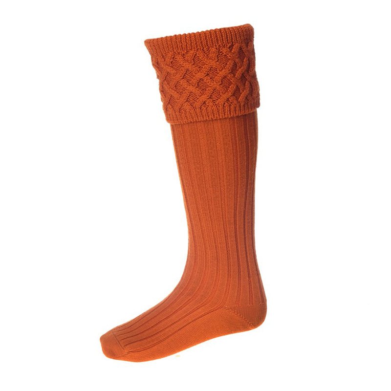 Rannoch Shooting Socks in Burnt Orange - Cheshire Game House Of Cheviot