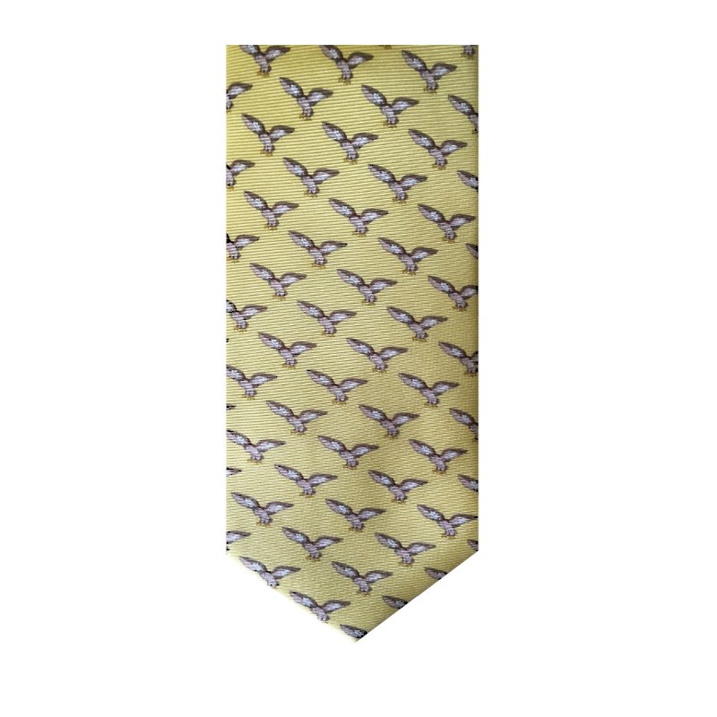 Soprano Flying Owl on Pastel Yellow Silk Tie - Cheshire Game Sax Design