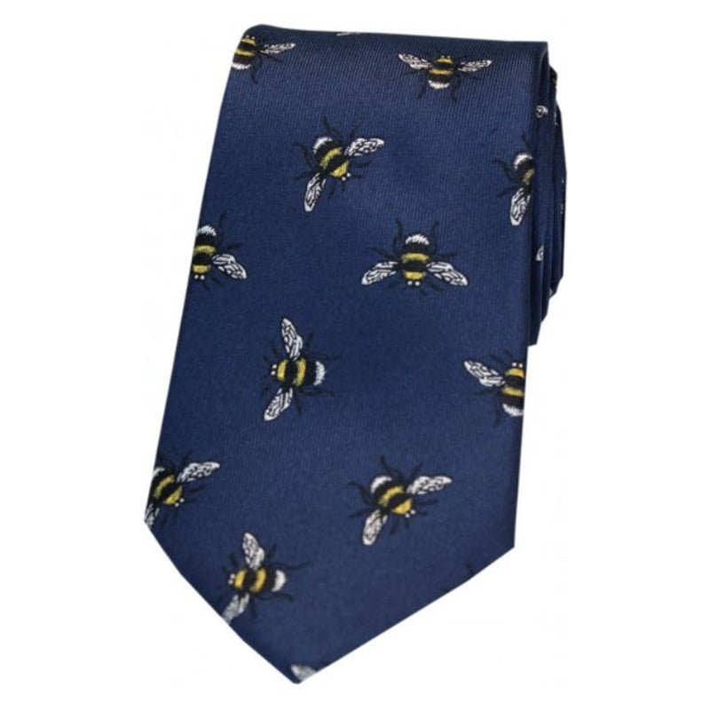 Soprano Navy Bumble Bee Luxury Silk Tie - Cheshire Game Sax Design