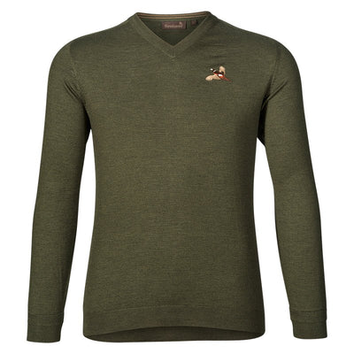 Woodcock V-neck Pullover In Classic Green - Cheshire Game Seeland